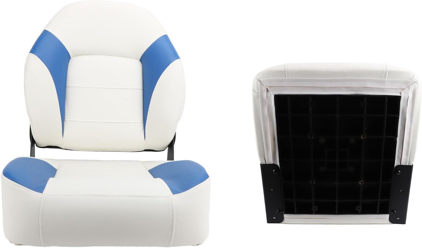 2-Pack Yacht Captain Seats: Water-Resistant Cushions with Fold-Down Backrest for Boats, Yachts, and Pontoons