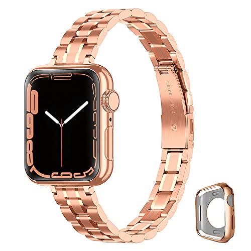 Bracelet Apple Watch fin acier inox or rose reglable pour eviter les irritations du silicone