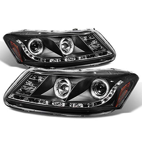 Acanii - For 2008-2012 Honda Accord 4Dr Sedan Led Drl Halo Black Housing Projector Headlights Headlamps Pair Left+Right #TOP14