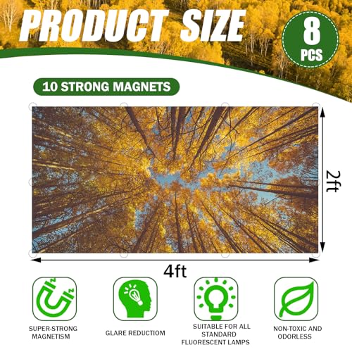 Image of 8 Pcs Fluorescent Light Covers with 80 Magnets Decorative for Classroom Ceiling Light 4 x 2 Feet Magnetic Light Covers Filter Easy Install for Office Hospitals & Home Drop Ceiling Supplies