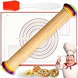 rodillo cocina silicona ✔【Combinación Perfecta】-- 1 Estera de silicona para hornear roja + 1 Rodillo de Amasar + escalas de espesor ajustable (2 mm / 4 mm / 6 mm / 10 mm) + 1 cepillos de aceite de silicona de grado alimenticio, que le brindan más comodidad Estilo de vida.