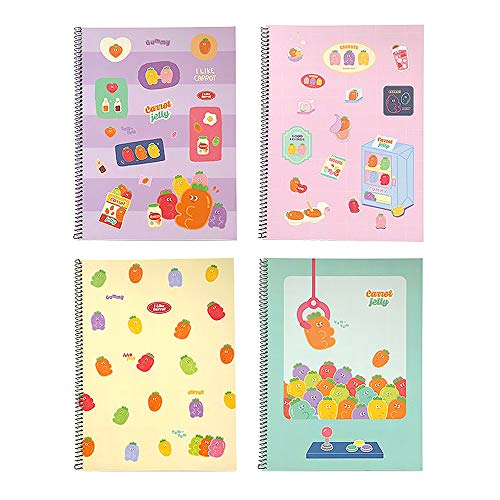 Carnets lignés à spirales motif carotte (lot de 4) pour notes