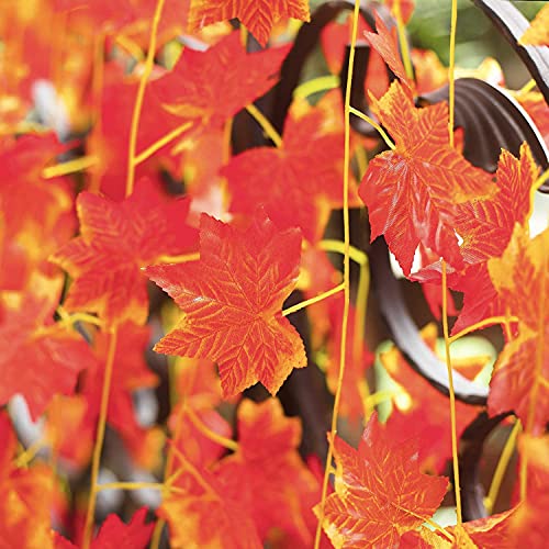 Artificial Fall Garland Maple Leaf, Hanging Vine Garland Artificial Autumn Foliage Garland Thanksgiving Decor for Home Wedding Fireplace Party Christmas (3)
