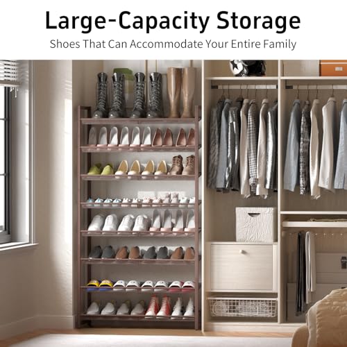 Image of 8Tier Metal Tall Shoe Rack,Large Shoe Rack for Closet,entryway,Garage, with Adjustable Flat or Angled Shelves, Hold 32-40 Pairs Shoes