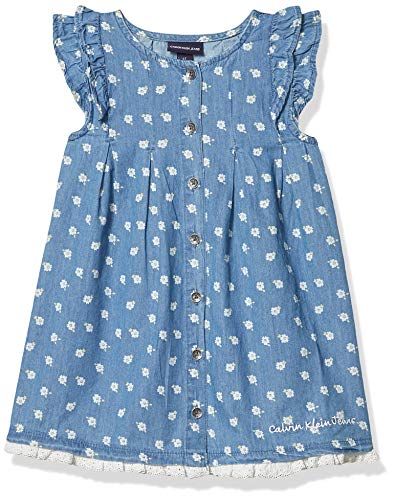 Calvin Klein Girls' 2 Pieces Dress Set, Blue Denim, 4T