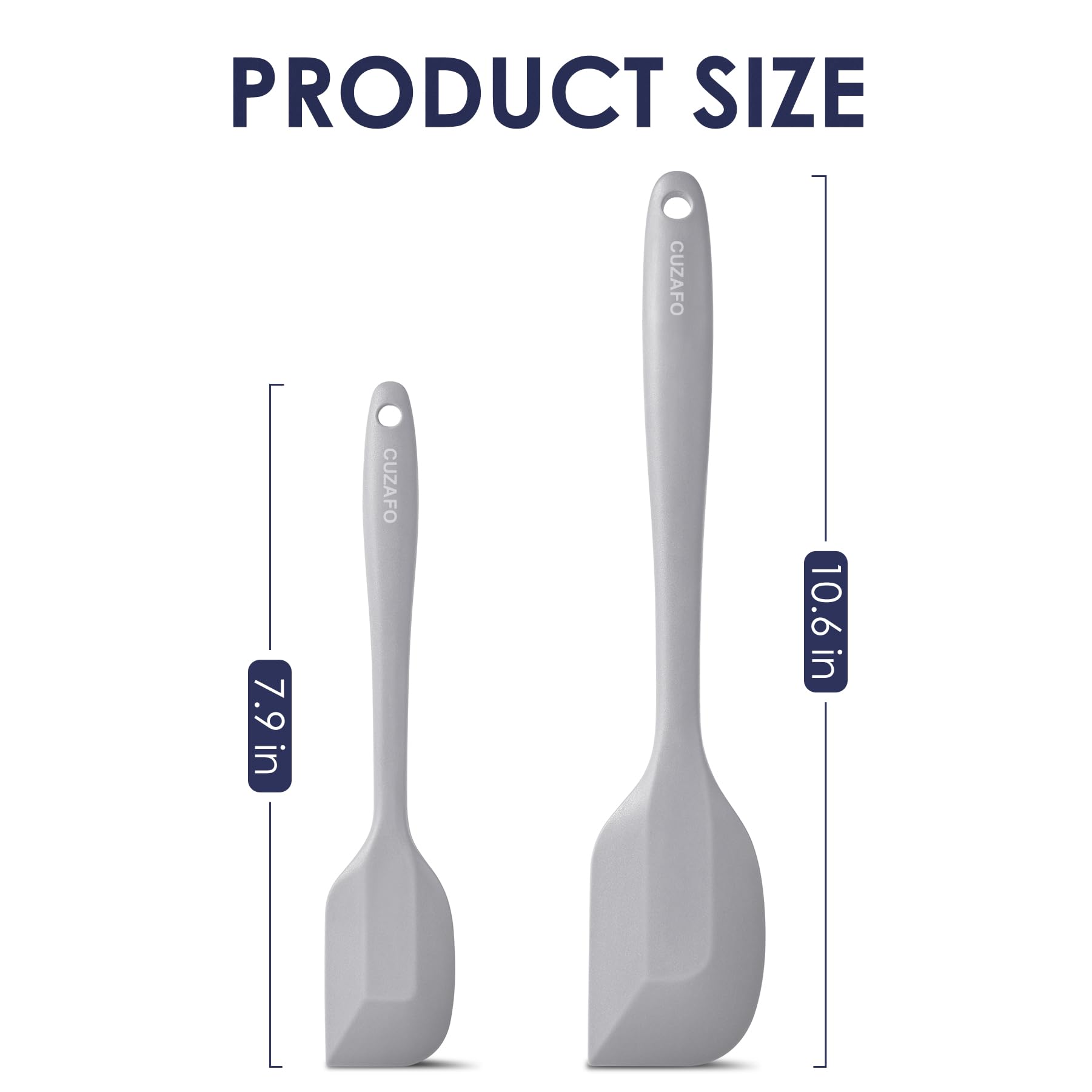Espátulas de silicona, resistentes al calor, sin BPA, aptas para lavavajillas, para utensilios de cocina antiadherentes, color gris