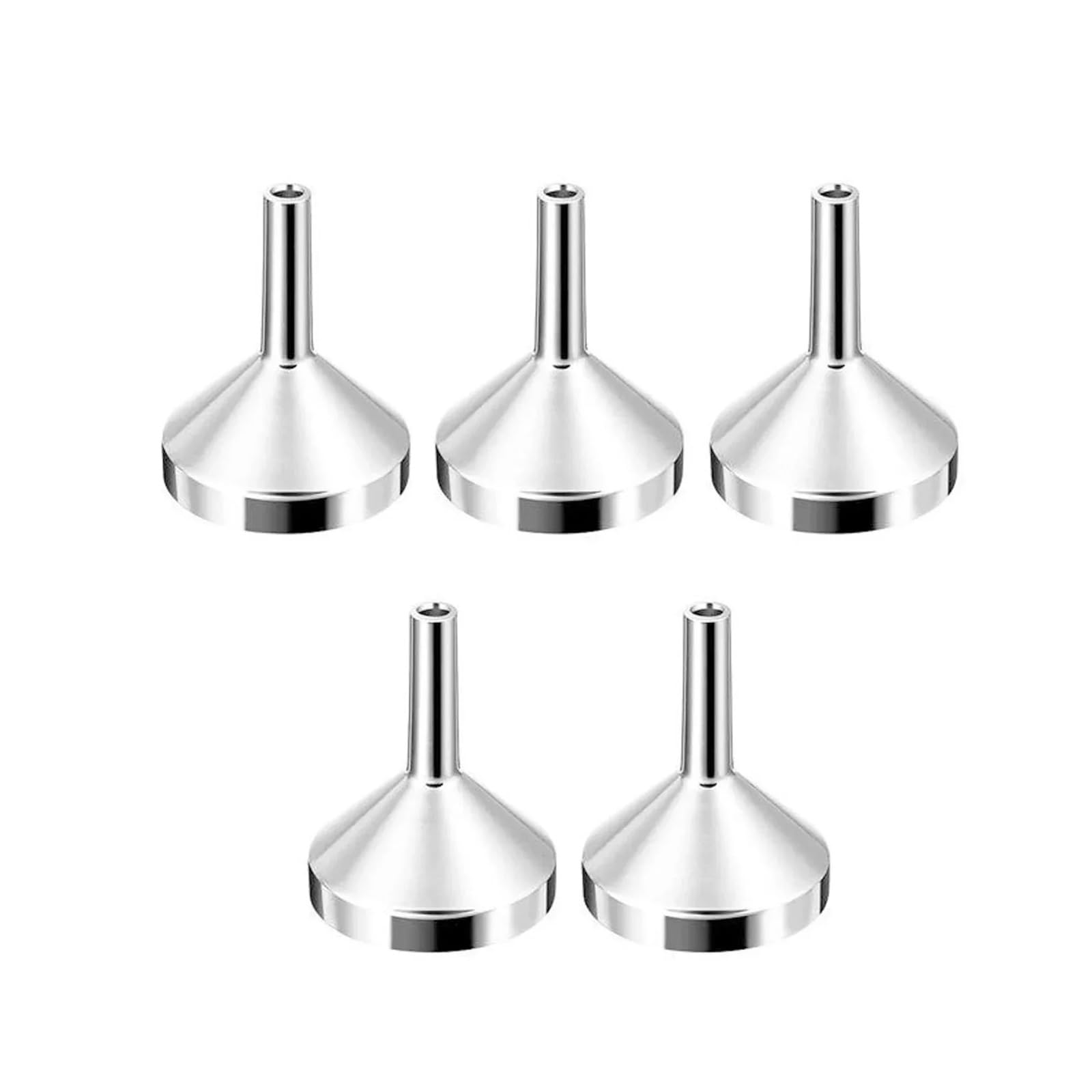 Embudo filtrante de acero inoxidable Mini embudo con filtro desmontable de boca ancha for enlatar utensilios de cocina, 18 x 21 mm, plateado, paquete de 5