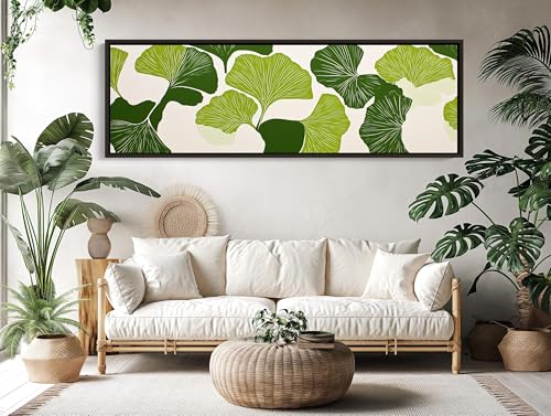 Impression toile ginkgo vert décoration murale style nordique