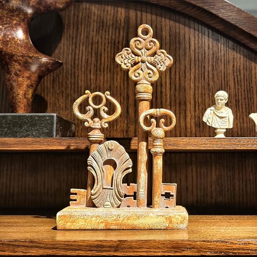 LANDCHY 10.8&lsquo;&rsquo;H Vintage Skeleton Key Figurine Resin Antique Skeleton Key Model Decoration Retro...