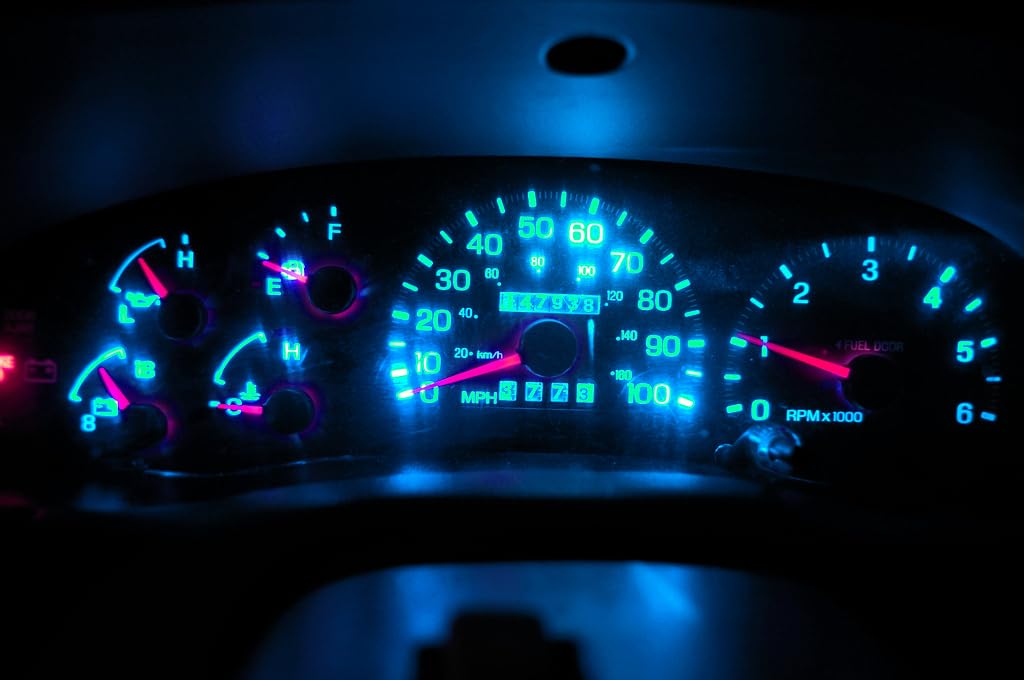 WLJH Bright Ice Blue LED Bulb Instrument Cluster Panel Gauge Light Dash Kit Package Replacement for Ford F150 F250 F350 Bronco 1982-1998