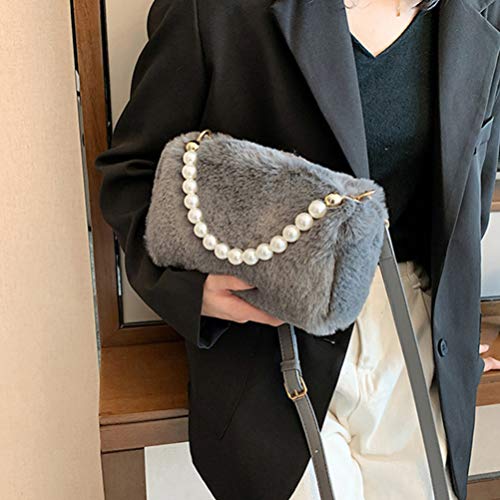 KESYOO Bolsa Feminina de Pele Falsa Cinza para Noite Telefone Carteira Bolsa Bolsa de Ombro Crossbod