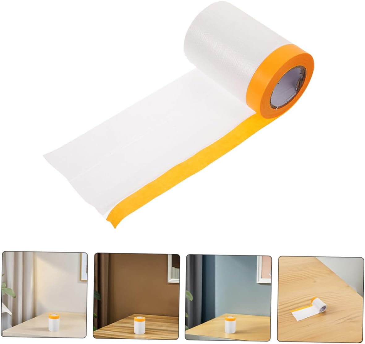 Mikinona 4 Rolls Yellow Washi Masking Film 55cm X 20m Paint Protection Paper for Automotive and Furniture Spray Masking Mineral Coating Shield