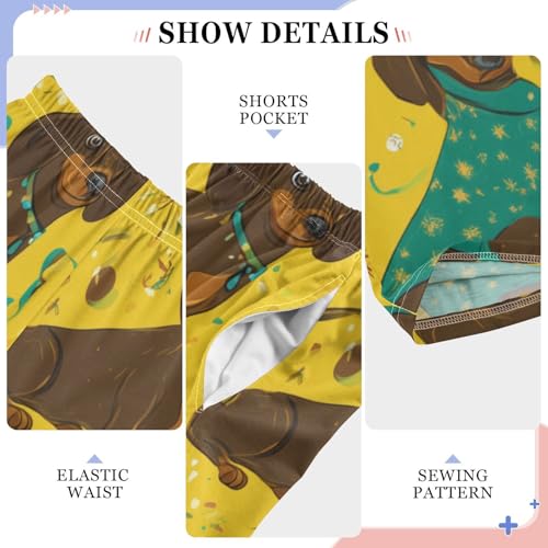 ZZXXB Dachshund Happy New Year Balloon Boys Long Pants Soft Trousers Elastic Waist Kids Lounge Bottoms with Pockets S-XL4