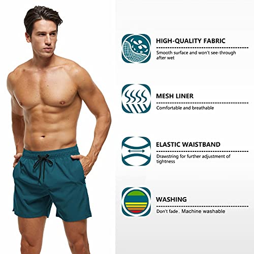 Image of Tyhengta Men's Swim Trunks Quick Dry Beach Shorts with Zipper Pockets and Mesh Lining