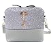 XZJY Vintage Pailletten Splice Leder Damen Taschen Mode Kleine Muscheltasche mit Hirsch Spielzeug Frauen Umhängetasche Lässige Umhängetasche-NewGray