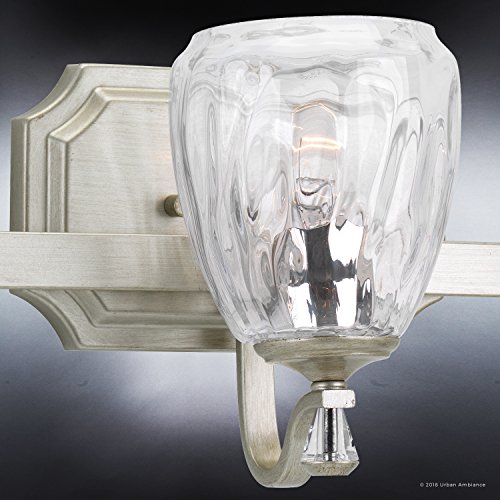 Urban Ambiance Luxury Crystal Bathroom Vanity Light, Medium Size: 7.5" H X 23" W, With French Country Style Elements, Antique Silver Finish And Clear Water Shade, Uhp2032 From The Ravenna Collection #TOP4