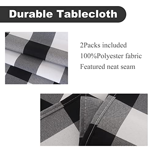 2 Pack Waterproof Polyester Fabic Square Checkered Tablecloth，54X54 Outdoor Table Cloth，Oil Stain Prevention Table Cloth For Pinics And Parties（Black And White） #TOP1