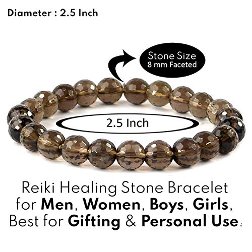 Image of Reiki Crystal Products Certified Natural Crystal Stone 8 mm Faceted /Diamond Cut Beads Bracelet for Men & Women | Reiki Charged Gemstone Bracelet | Multiple Crystal Variants Available