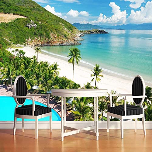 Papier Peint 3D Piscine Bord de Mer 140x70cm Autocollant Salon