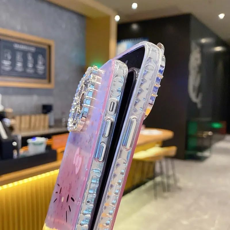 Image of mobistyle Designed for iPhone 16 Plus | Sparkling Cat Pattern Camera Protection Back Cover Case for Women Girls | iPhone 16 Plus Case (Pink)