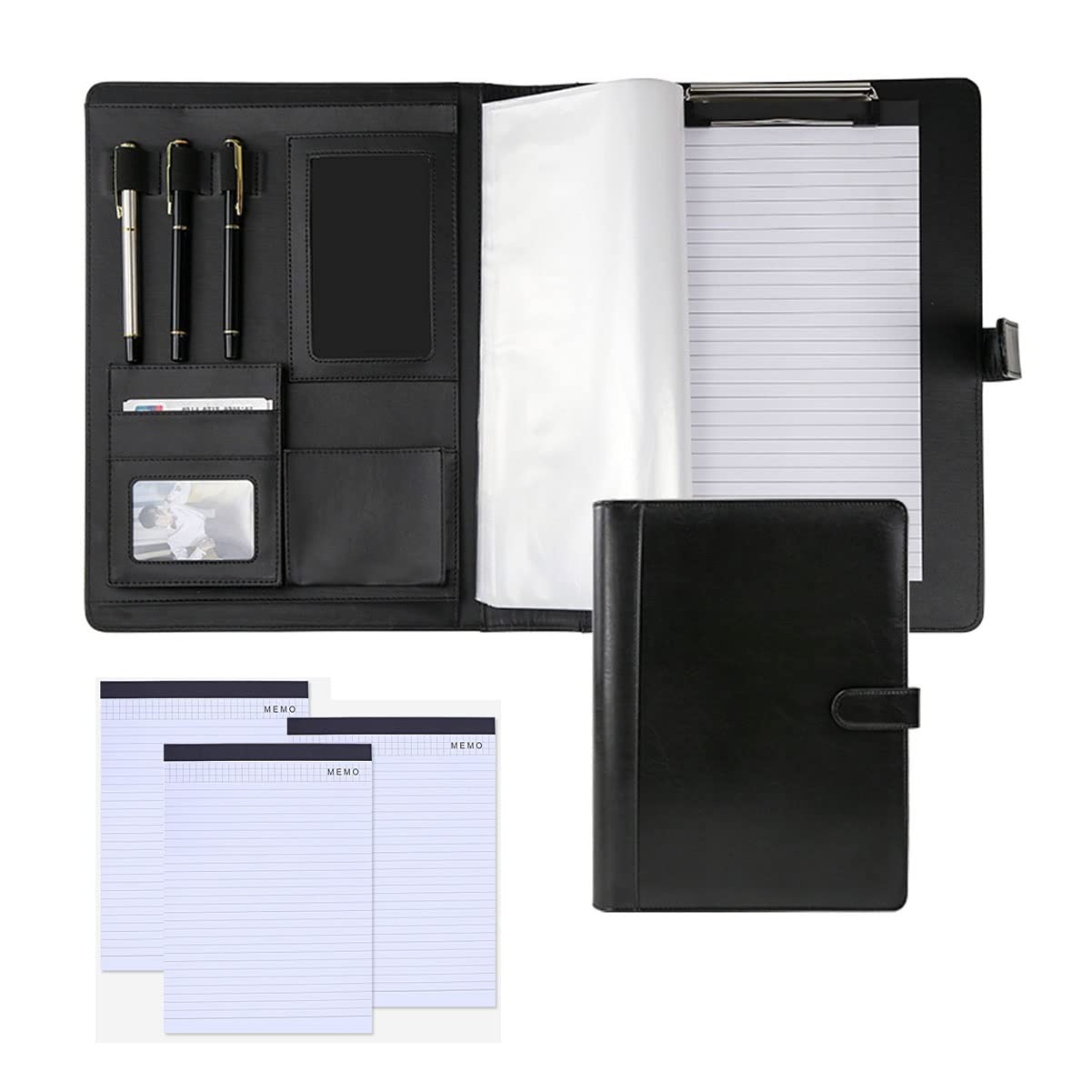 Portadocumentos Carpeta De Conferencias A4 Portfolio Trabajo Organizador para Hombres Y Mujeres Bloc De Notas Recargable 25 Hojas De Papel 4 Unidades (Size : No Calculator)