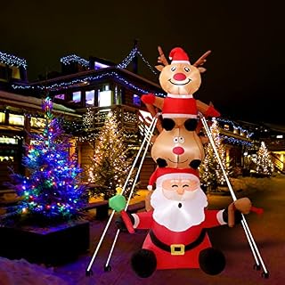 7 FT (210cm) Christmas Inflatable Outdoor Decorations Santa Claus with 2 Reindeers, Super LED Lights Holiday Blow Up Yard Decoration for Xmas Party Garden Yard Lawn Winter Decor (Arhat)