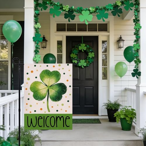 Drapeau de jardin trèfle Saint-Patrick extérieur 31,8x45,7 cm avec impression double face durable