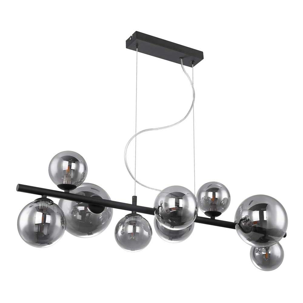 Lampa wisząca LED RIHA szklana średnica: 2 x 15 cm 31,5 W dymiony 4 x 10 cm 3 x 12 cm czarna