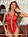 Avidlove Women Deep V Lingerie Bodysuit Halter Lace Backless Teddy Mini Babydoll Red Small