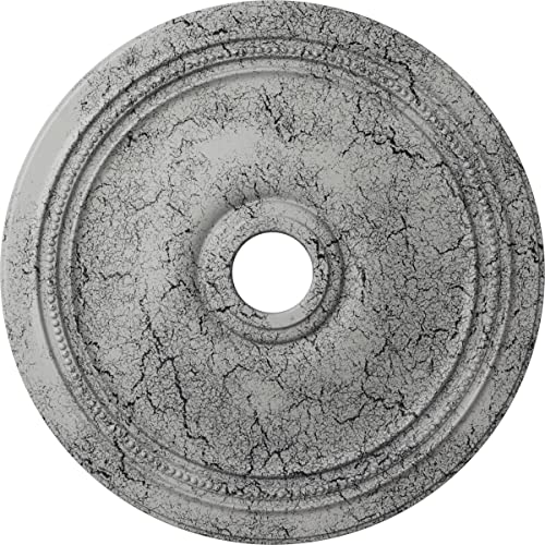 Image of Ekena Millwork CM24DIUWC Diane Ceiling Medallion, 24 inchOD x 3 5 /8 inchID x 1 1 /4 inchP (Fits Canopies up to 6 1 /4 inch), Hand-Painted Ultra Pure White Crackle