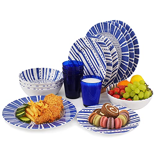 Melamine Dinnerware Set for 4-16 Pcs:Camping Dishes Set with Dinner Plates,Salad Plates,Cups and Bowls.Lightweight and Unbreakable.Indoor and Outdoor Use. Melamine Dinnerware Set for 4-16 Pcs:Camping Dishes Set with Dinner Plates,Salad Plates,Cups and Bowls.Lightweight and Unbreakable.Indoor and Outdoor Use.