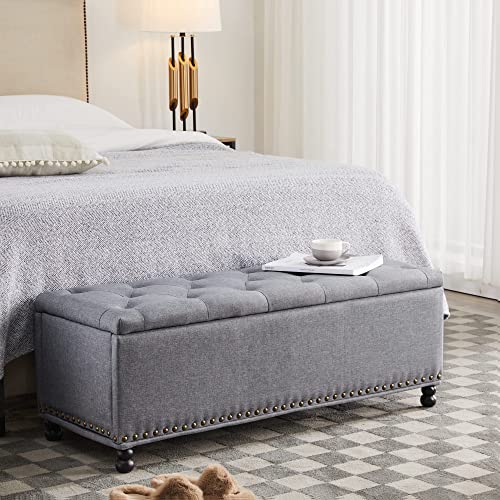Light Grey Storage Bench Perfect for Home Organization and Style