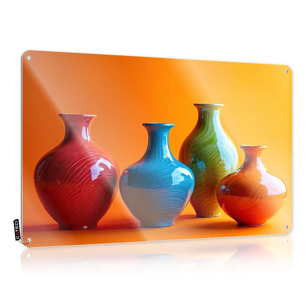 Four Colorful Vases With Abstract Patterns. Gift For Camper Shabby Chic - Tin Plaque Wall Art Decoration(30X40CM)