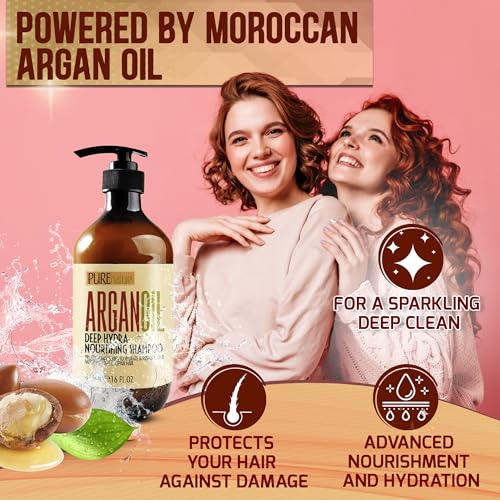 Image of Moroccan Argan Oil Shampoo - Sulfate SLS Paraben Free Moisturizing Treatment for Women and Men - For All Types Including Curly, Dry, Damaged and Oily Hair - Hydrating and Nourishing - Salon Grade
