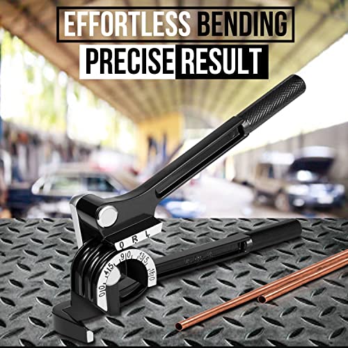 Flexzion Tube Bender Tool - Manual OD Tubing Bending 3 Size 1/4" 5/16" 3/8" 180 Degree Lever Type Heavy Duty Bend Copper Brass Aluminum & Soft Metal for HVAC Water Gas Pipe Automotive Plumbing (Black) - Image 2