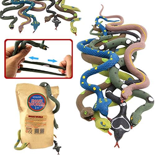 ValeforToy Rubber Snake,14 Inch Snake Toy Set(6 Pack),Super Stretches Material TPR, Realistic Fake Snake Figure Keep Bird Away Bathtub Garden Rainforest Reptile Toy