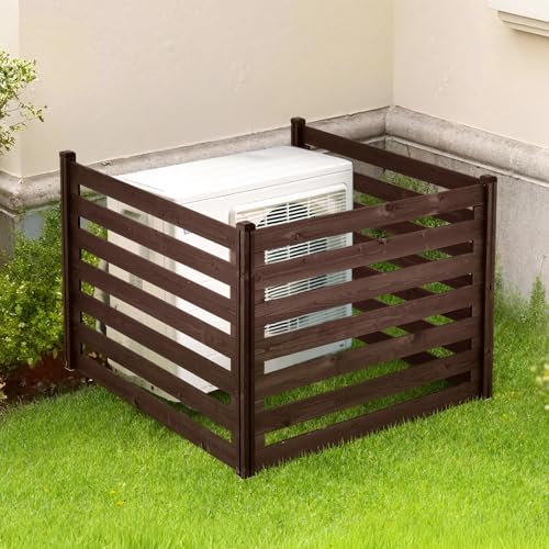 VEVOR Panneau de Clôture Bois 3 PCS Cache Climatiseur Extérieur 123x94,5 cm Clôture Décorative en Bois Massif pour Cacher Poubelle Embellir Jardin, Bonne...