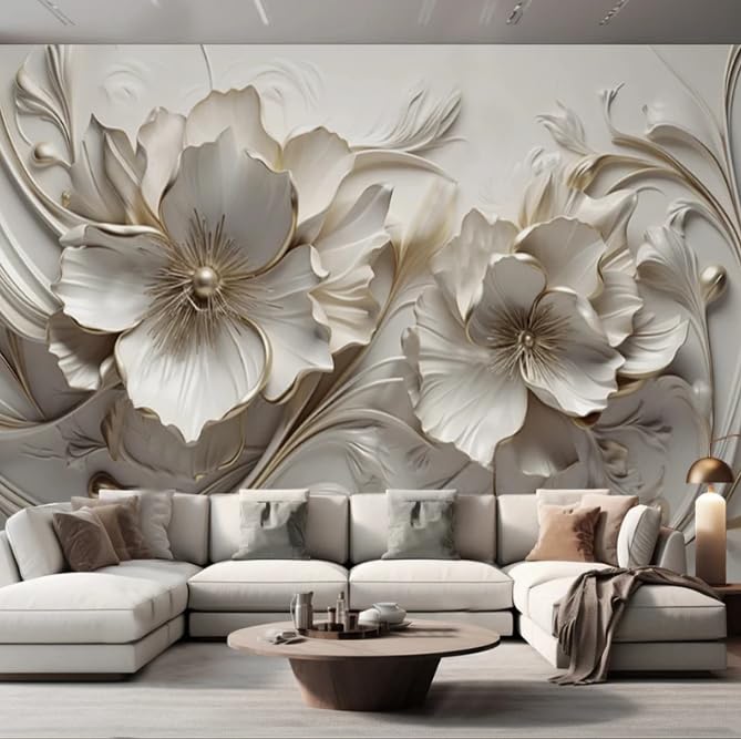 Poster mural 3D fleurs de salon pour une ambiance chambre cocooning
