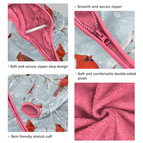 OTVEE Retro Winter Birds Kids Hoodie Jacket Fall Spring Full Zip Warm Outwear Coat3