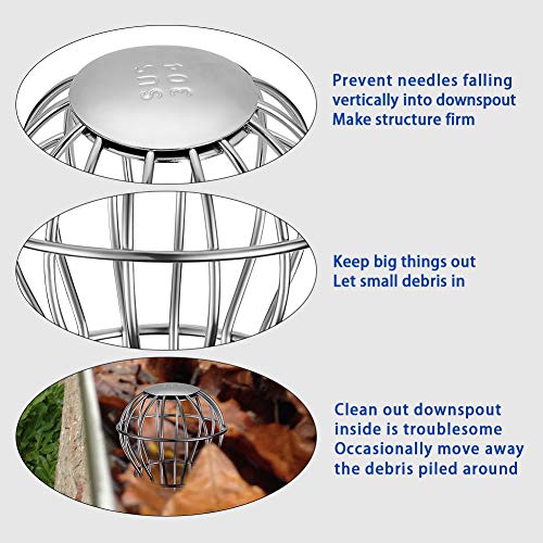 Image of Gutter Guard 2 Inch 304 Stainless Steel Filter Strainer, Stops Leaves Seeds and Other Debris Gutter Cleaning Tool - 4 Pack