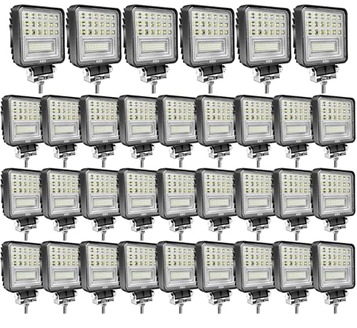 4.5INCH LED Light Bar MUVKQC 126W LED Pod Lights 12V 24V Square Off Road Light Fog/Driving Lights for Service Tow Truck ATV UTV RV RZR Boat Pickup Golf Cart Snow Blower Mower (30pcs)