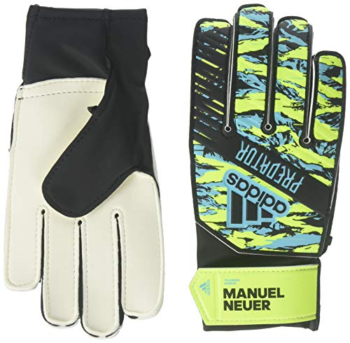 adidas Youth Predator Training Soccer Goalkeeper Gloves, Solar Yellow/Bright Cyan/Black, 7