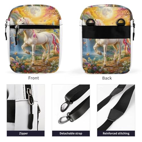Unicorm with Rainbow Tail Women's Cute Small Mini Crossbody Bag Top Zip Sling Square Shoulder Bags3