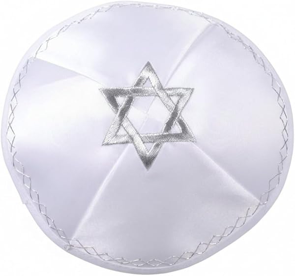 Kippah Uomo, Kippah Ebraica con Stella di David Uomo, Cappello Ebraico Yamaka, Kippa Yarmulke Ebraica. - 1