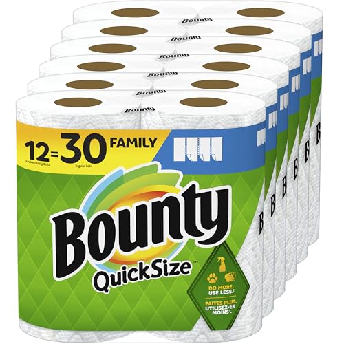 Image of Bounty Quick-Size Paper Towels, White, 12 Family Rolls = 30 Regular Rolls