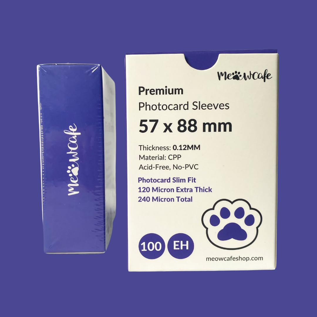 57 x 88 card sleeves Amazon.com : MEOWCAFE Premium CPP Card Sleeves in Box Design, Strong,  Thick, High Clarity Kpop Photocard Sleeve, 100 Sleeves (57x88mm (120  Micron)) : Office Products