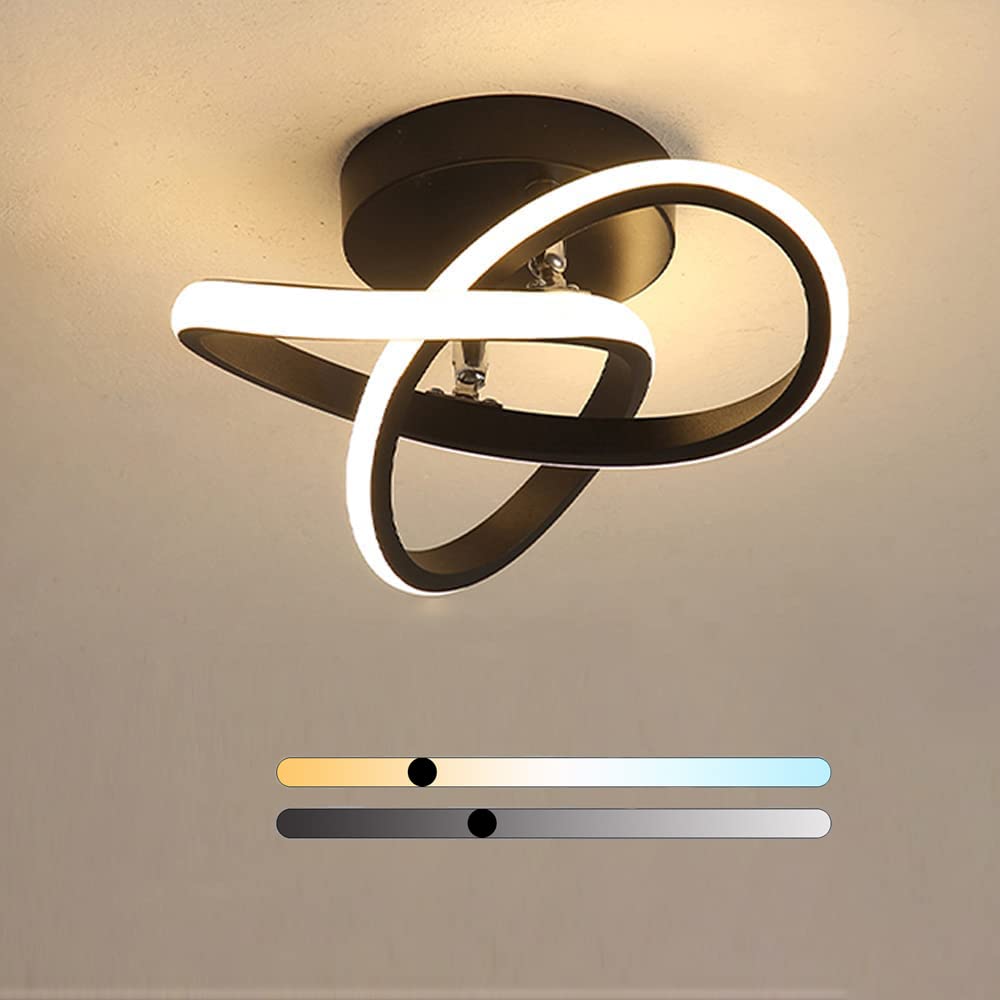 LED Ceiling Light Modern Curved Creative Design Ceiling Lights 22W LED Ceiling Lamp 3 Color Temprature Adjustable by Wall Switch Control Suitable for Bedroom Hallway Kitchen