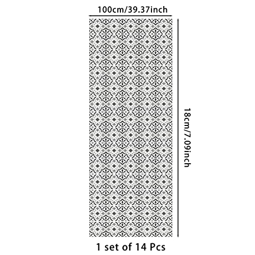 14 Stripes Self-Adhesive Stair Decals, 39.37"X7.09" Peel And Stick Vinyl Stair Risers Stickers For Steps, Diy Home Decorations, Moroccan Pattern #TOP2