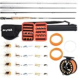 Dr.Fish Fly Fishing Rod and Reel Combos 9ft 5/6wt 19-in-1 Prespooled Compelet Starter Package Outfit Kit with Backing Flies Fly Box Taper Leader