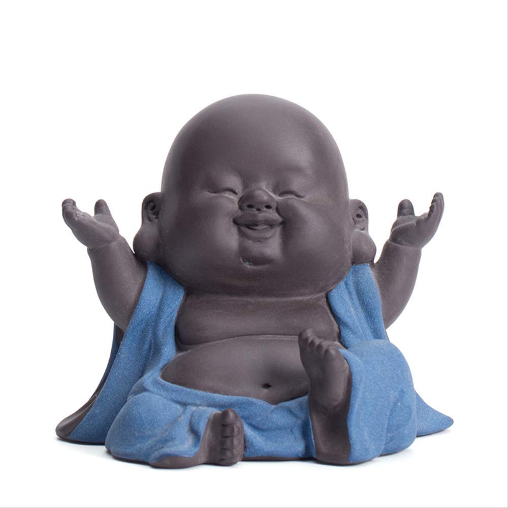 Cérémonie du thé avec la statue de Bouddha riant en céramique créative
